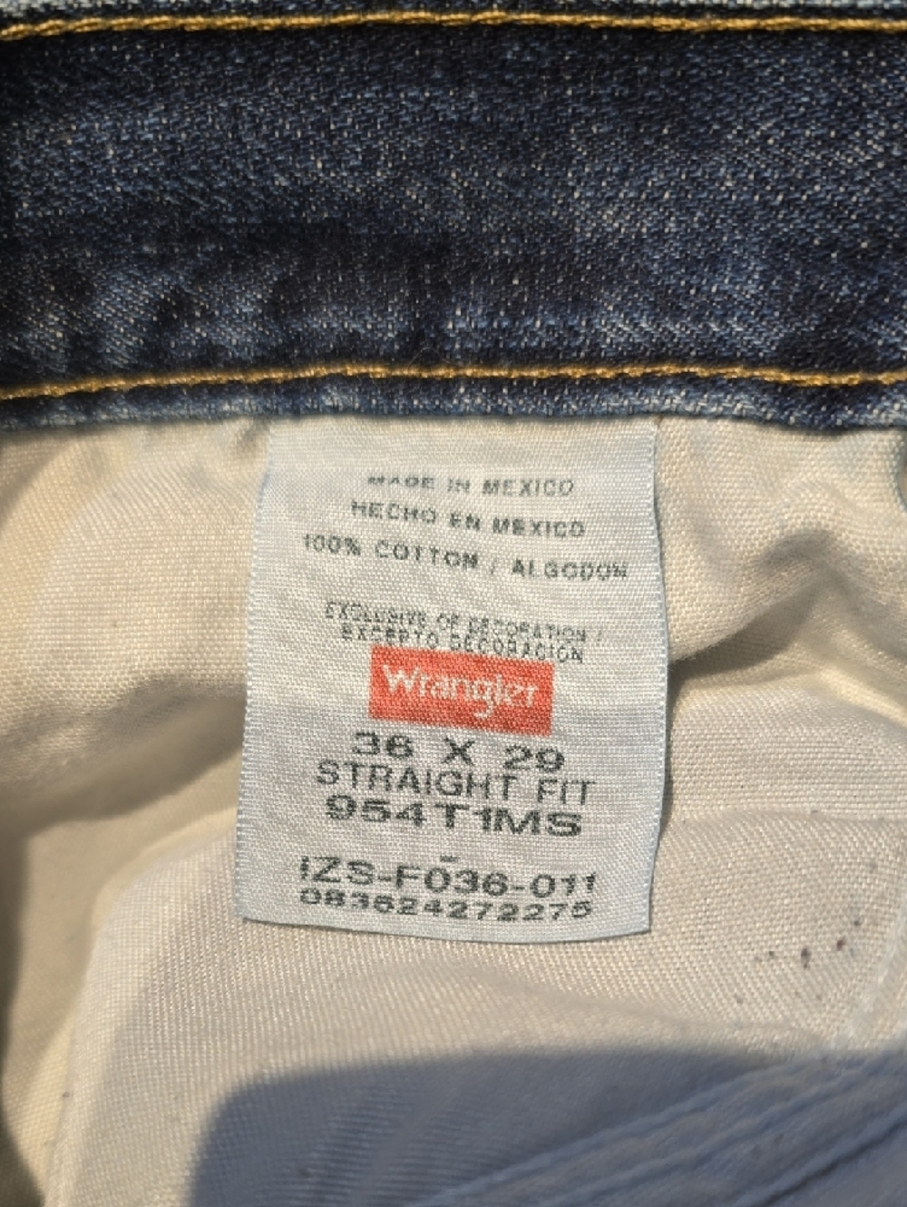 Wrangler Straight Fit Dark Blue Denim Jeans - Picture 4 of 4
